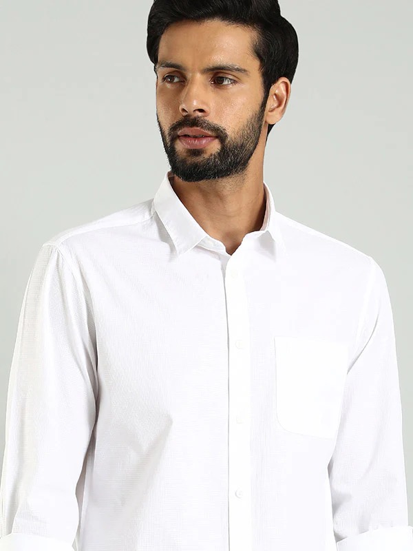Indian Terrain Men's Regular Fit Full Sleeve Solid White Shirt